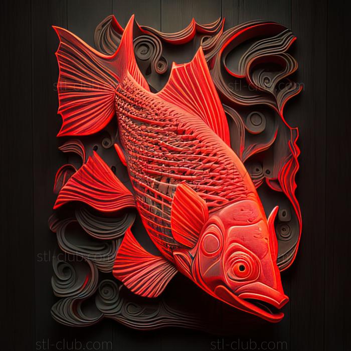 st False red neon fish